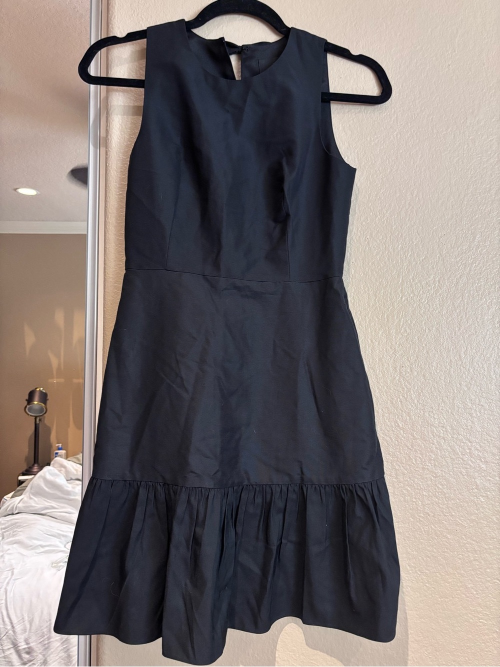J. Crew Black Sleeveless Ruffle-Hem Dress